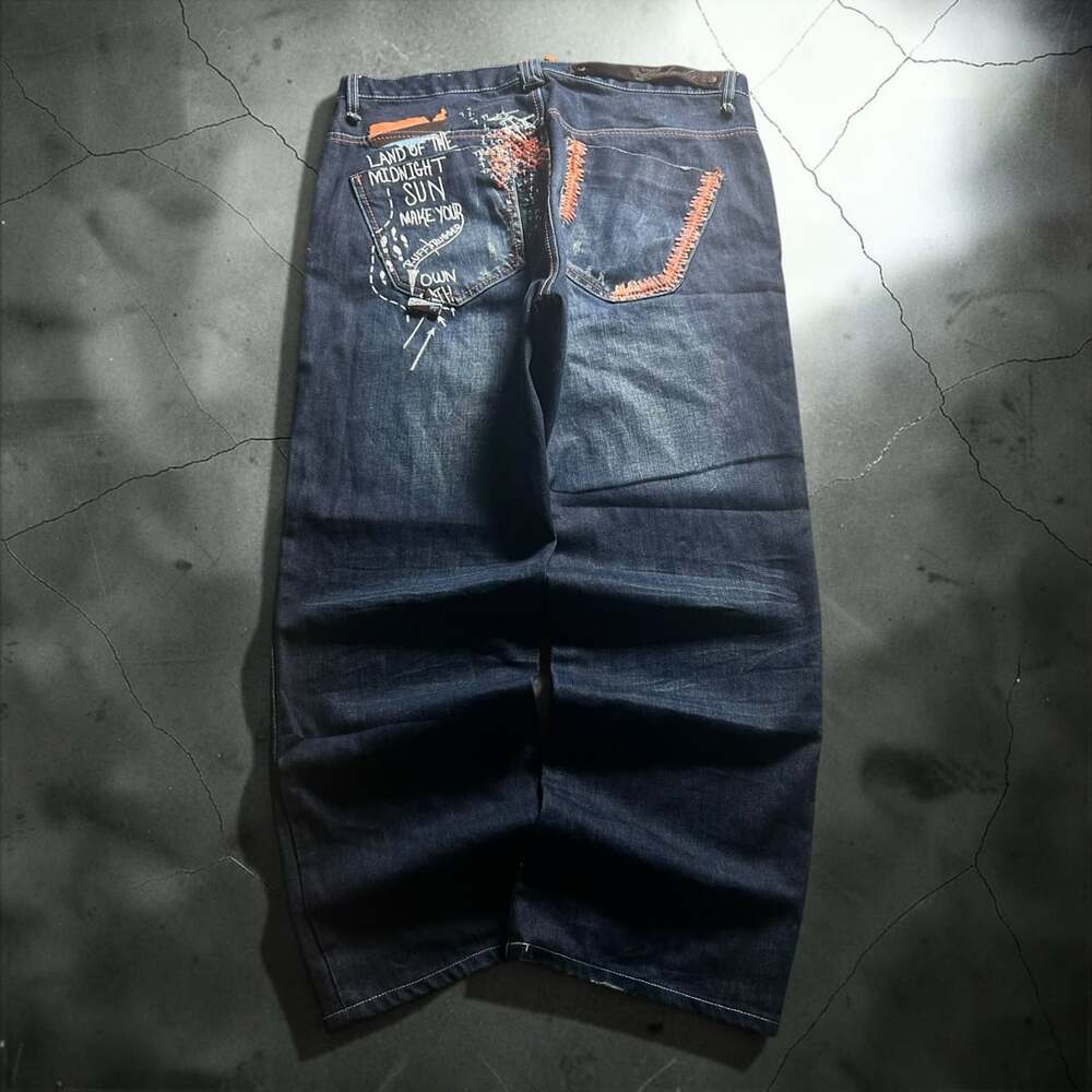 Akademiks Vintage Y2K Baggy Wide Leg Embroidered Patchwork Denim Jeans RN0100964